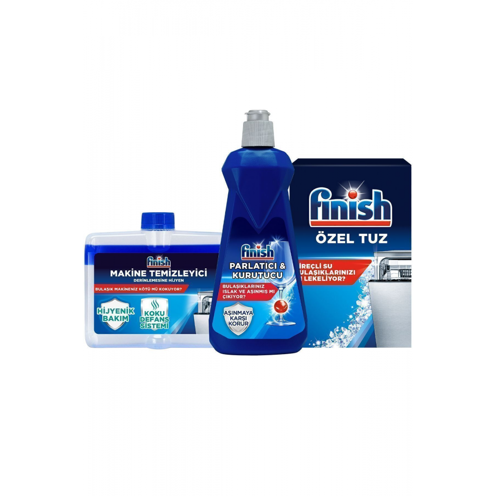 Temizlik ve Bakım Seti (Parlatıcı 400 ml + Makine Temizleyici Sıvı 250 ml + Tuz 550 g)