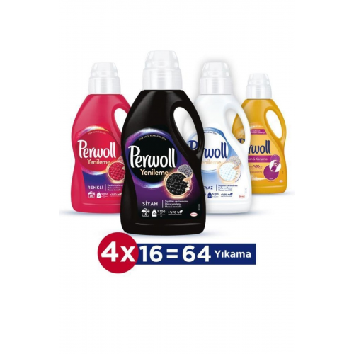 Hassas Bakım Sıvı Çamaşır Deterjanı 4 X 1l(64 YIKAMA) Siyah Renkli Bakım Koruma Beyaz