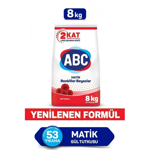 Matik Gül Tutkusu Renkliler & Beyazlar 53 Yıkama Toz Çamaşır Deterjanı (1 X 8 KG)