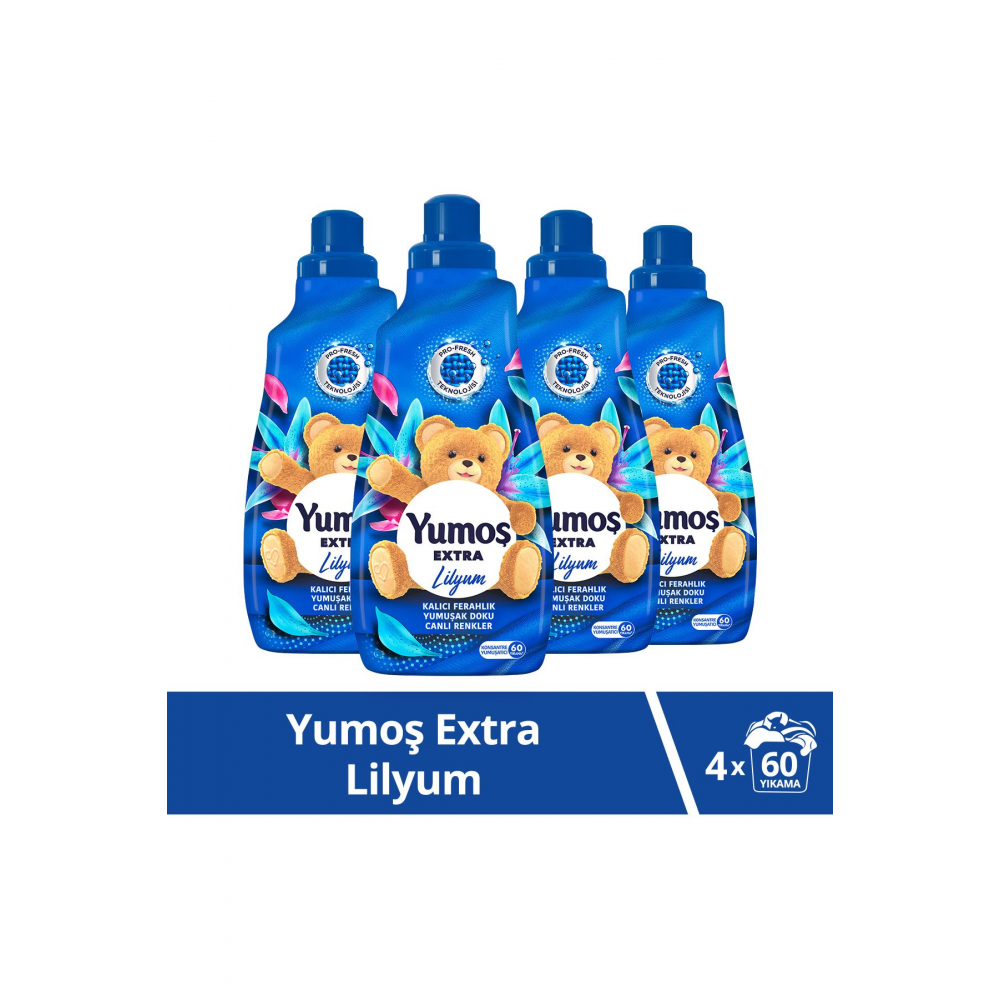 Extra Konsantre Çamaşır Yumuşatıcısı Lilyum 1440 ml 60 Yıkama 4 Adet
