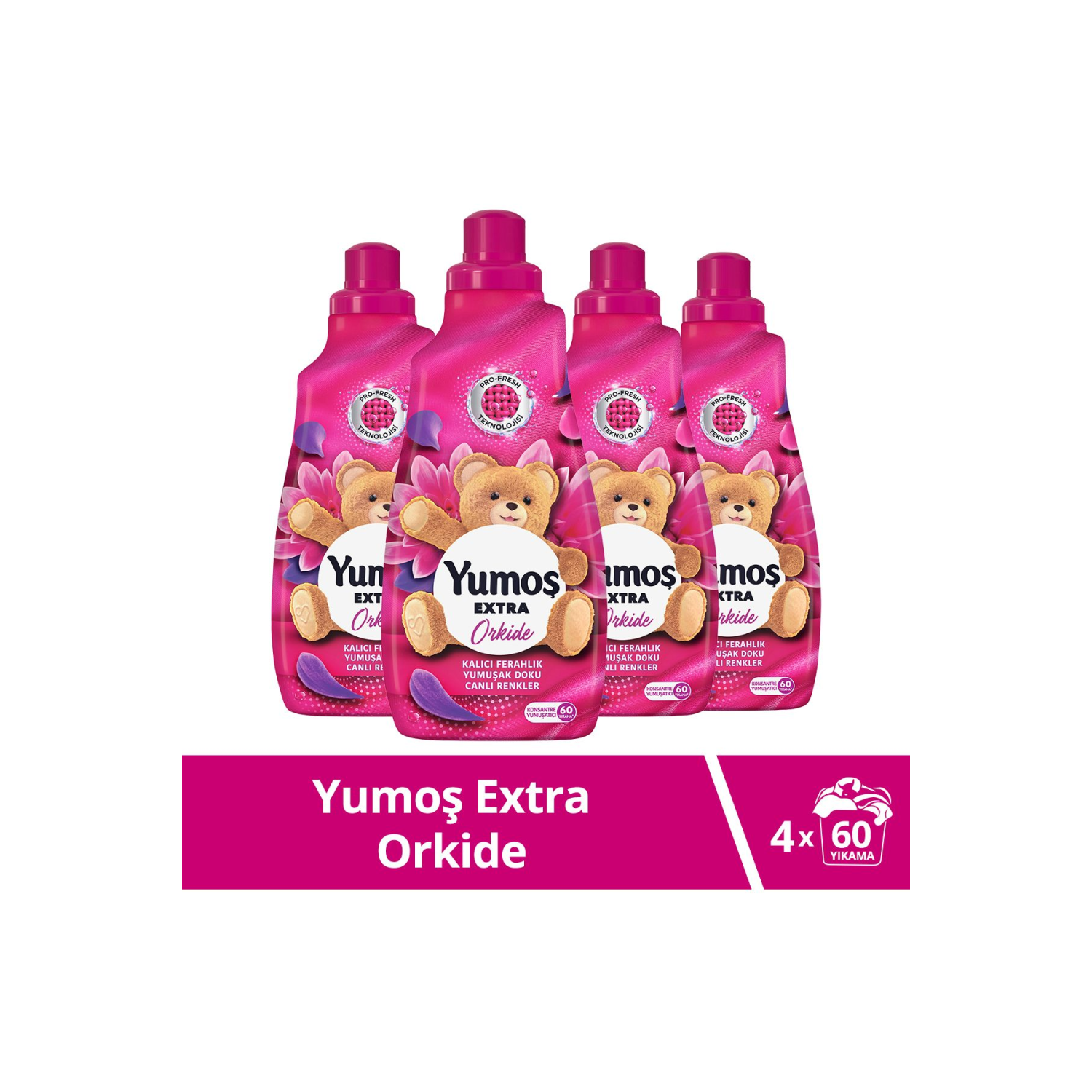 Extra Konsantre Çamaşır Yumuşatıcısı Orkide 1440 ml 60 Yıkama 4 Adet