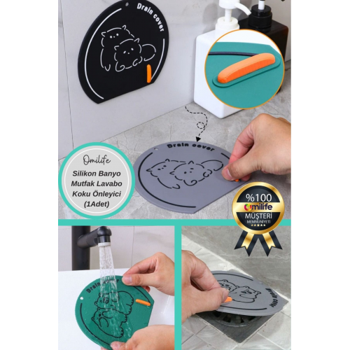 Kötü Koku Önleyici Silikon Mat Banyo Mutfak Lavabo Balkon Gider Tıpası Tıkacı Kapağı Gri