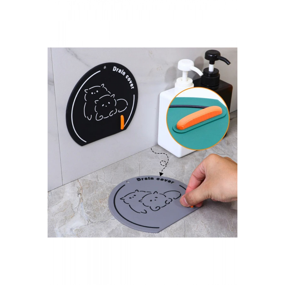 Kötü Koku Önleyici Silikon Mat Banyo Mutfak Lavabo Balkon Gider Tıpası Tıkacı Kapağı Gri