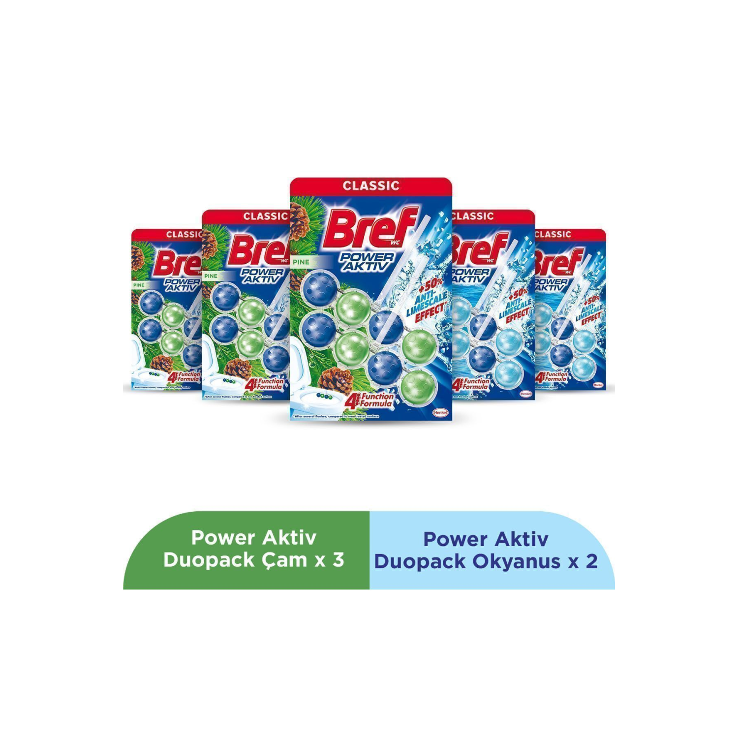 Wc Power Aktiv Duopack Katı Tuvalet Bloğu 3 Çam 2 Okyanus, 5 X 2'li Paket