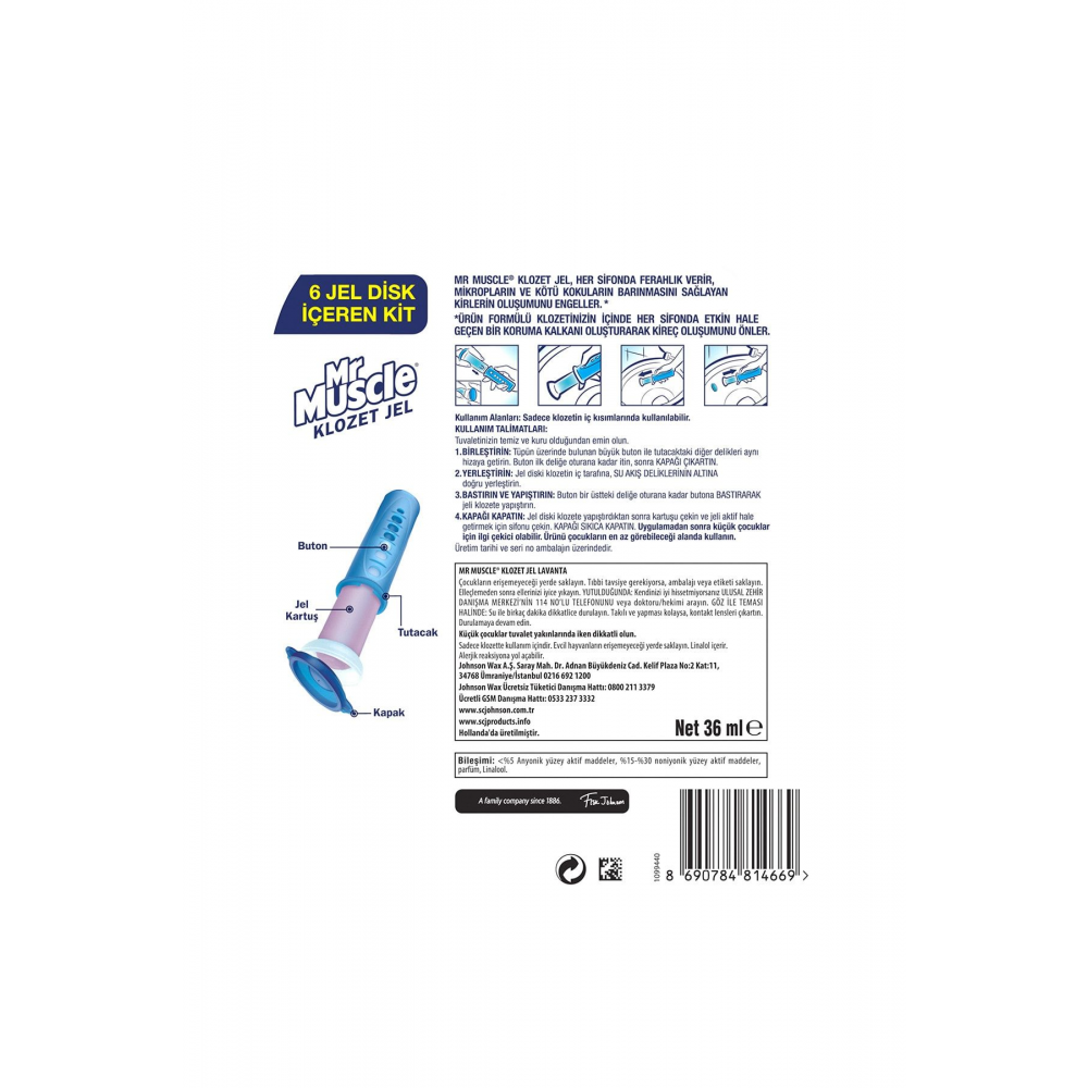 Klozet Jel Blok, Tuvalet Temizleyici, Lavanta, 36g