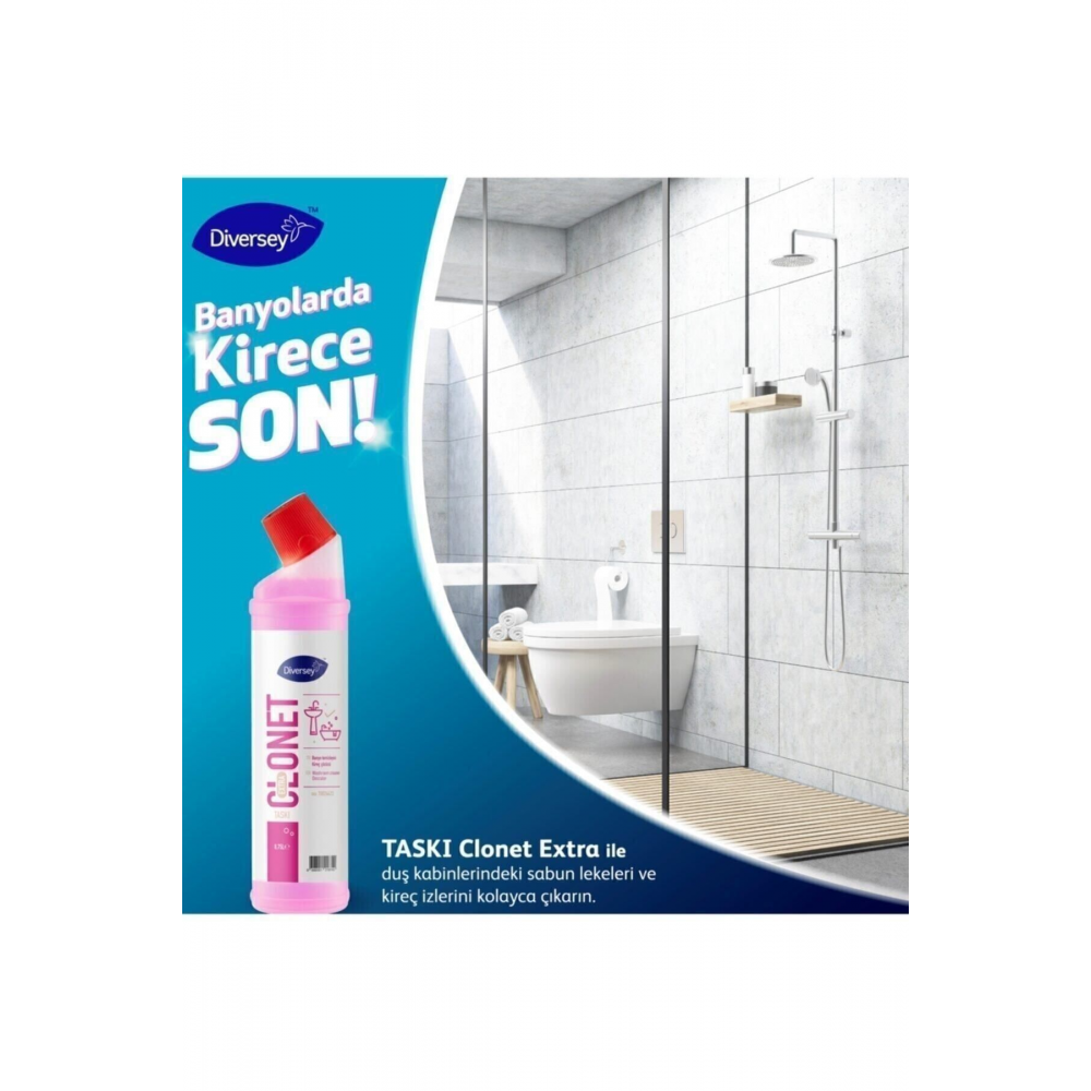 Yeni Taskı Clonet Extra - Banyo Temizleyici Ve Kireç Çözücü 750ml 2 Li