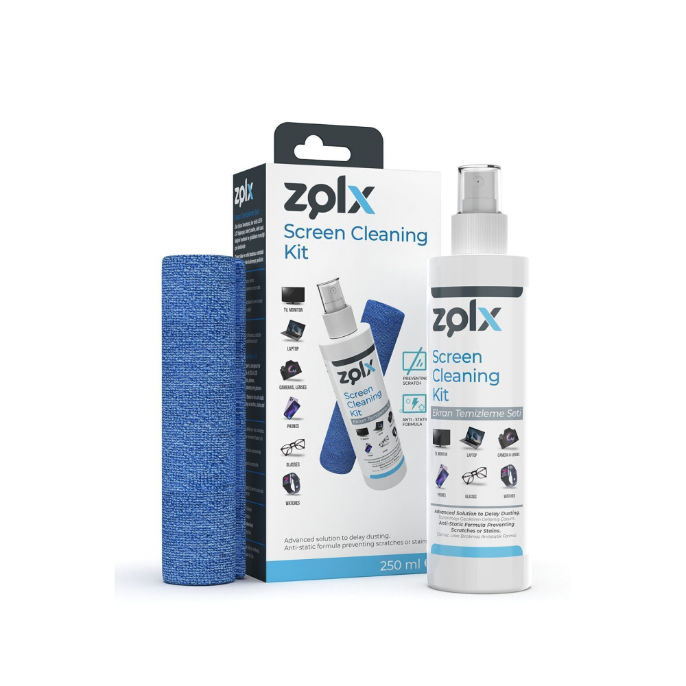 Ekran Temizleme Seti 250ml (MİKROFİBER BEZ HEDİYE) Led Tv, Bilgisayar, Notebook Temizleme