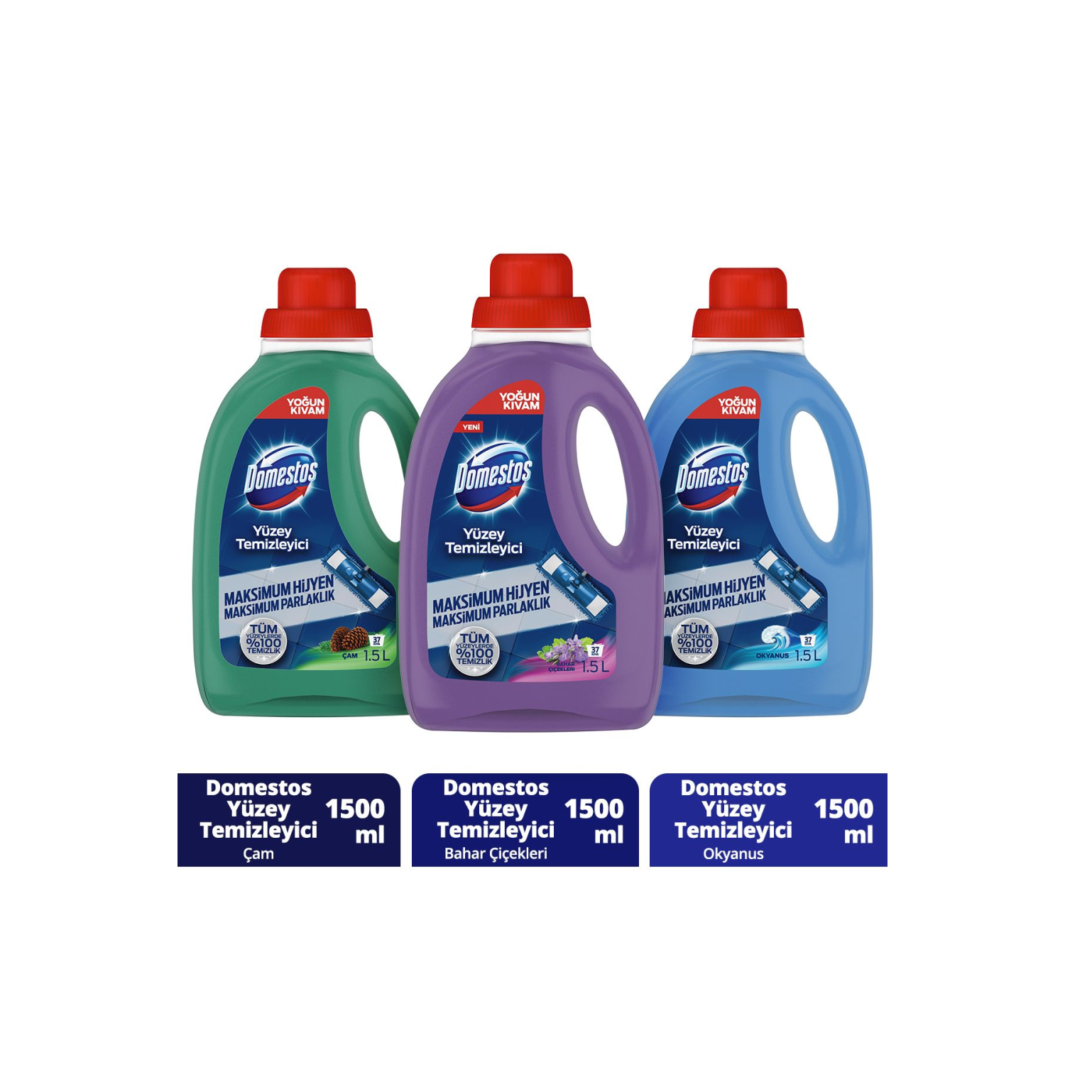 Yüzey Temizleyici Çam 1500 Mlx1 Okyanus 1500 ml X1 Bahar Çiçekleri 1500 Mlx1