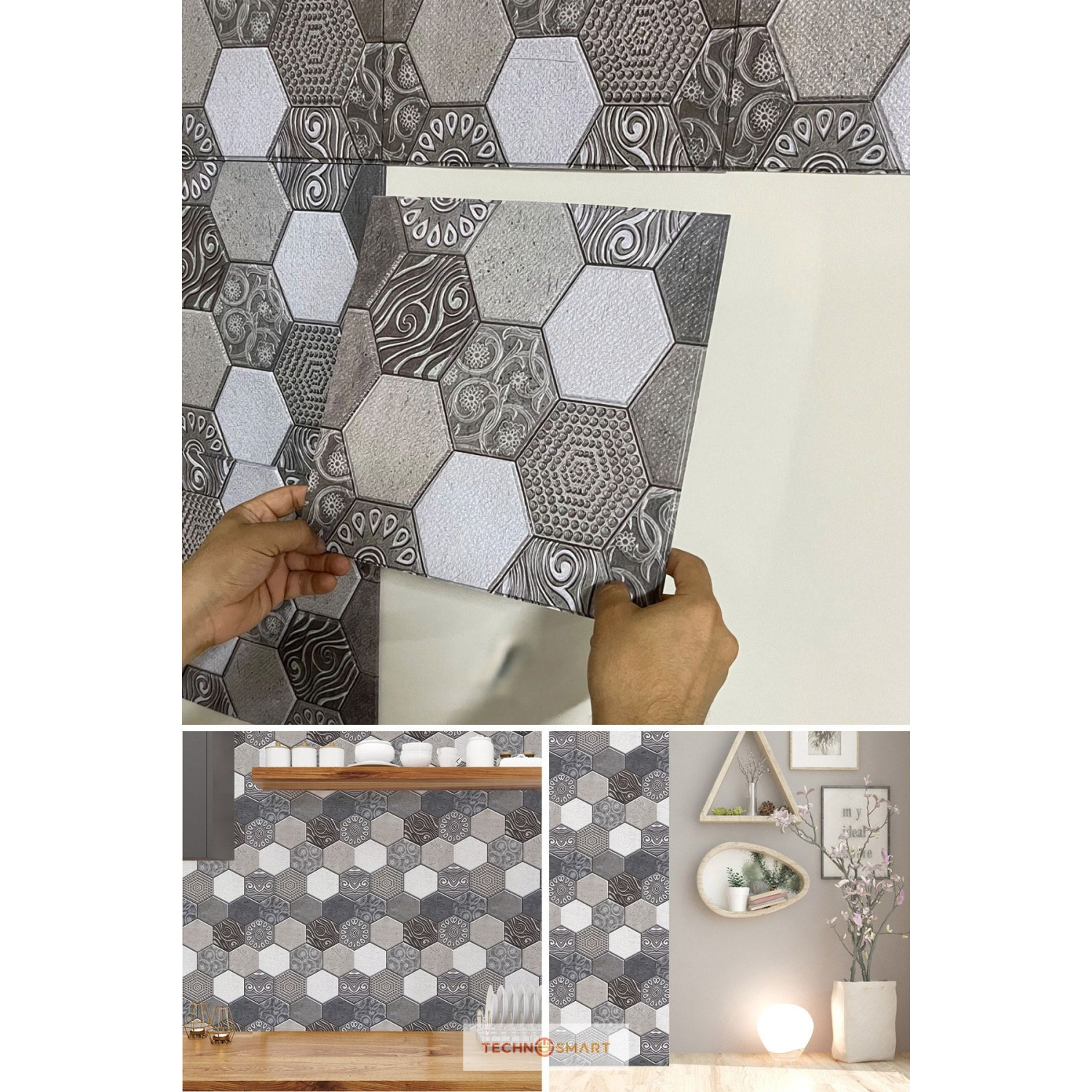 1adet Kendinden Yapışkanlı 30cmx30cm 3d Duvar Kağıdı Kaplama Su Geçirmez Mutfak Banyo