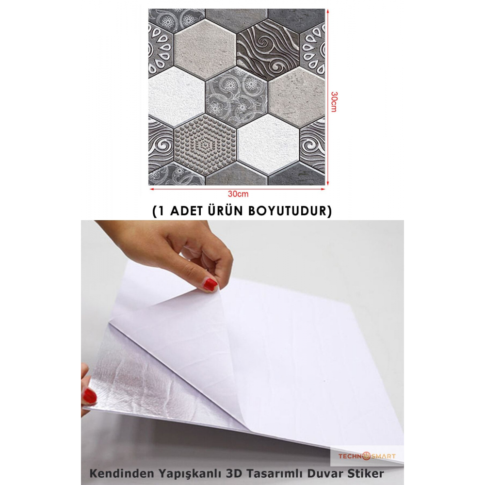 1adet Kendinden Yapışkanlı 30cmx30cm 3d Duvar Kağıdı Kaplama Su Geçirmez Mutfak Banyo