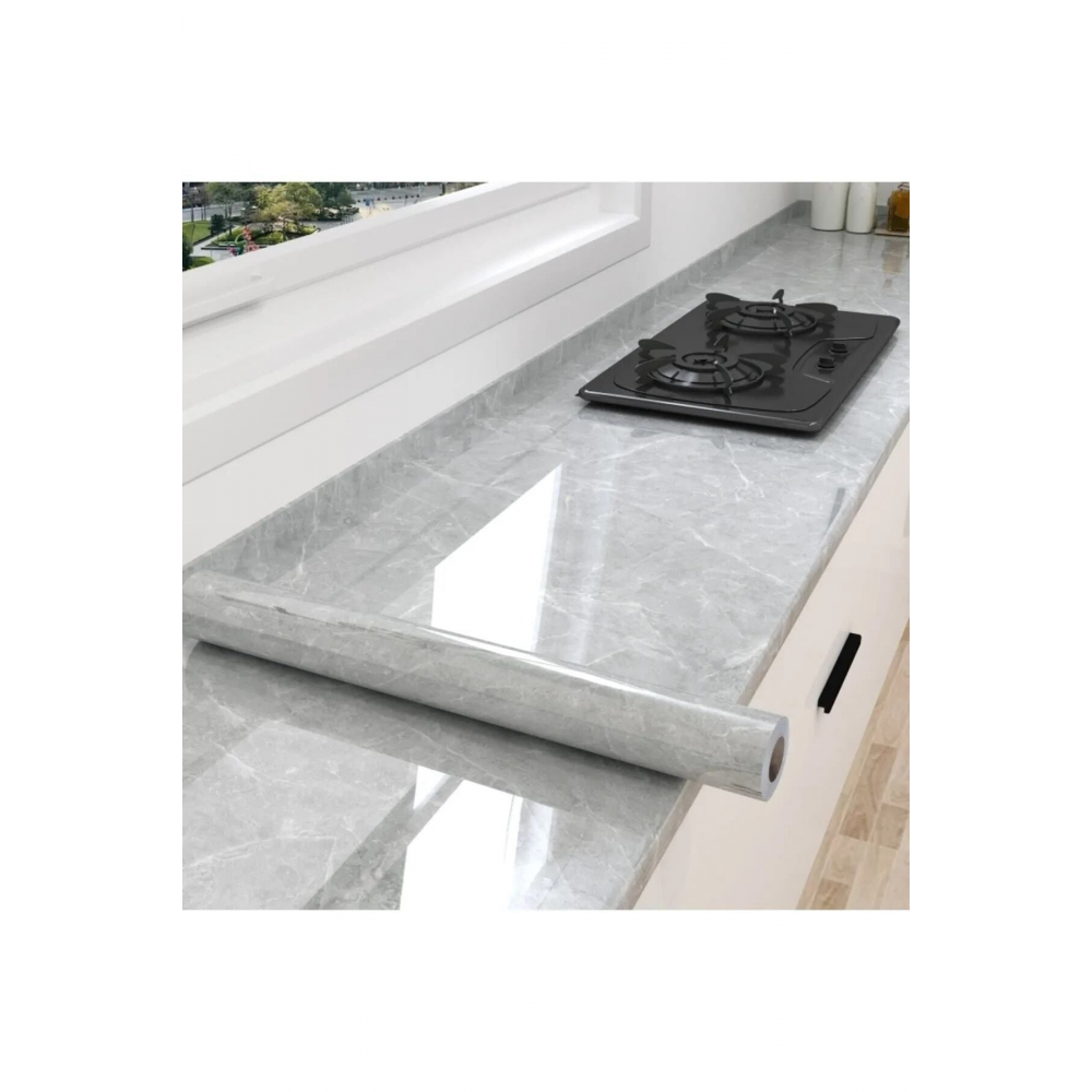 Mermer Desenli Mutfak Tezgah Üstü Fayans Kaplama Yapışkanlı Folyo 5 Metre