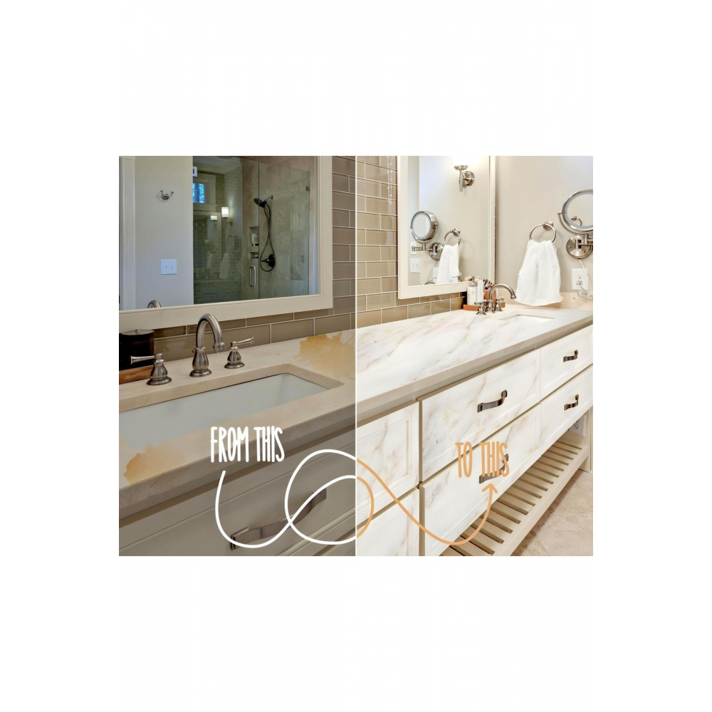 Mermer Desenli Yapışkanlı Folyo, Dolap Masa Tezgah Kaplama Folyosu Folyo 1 Metre × 60 Cm