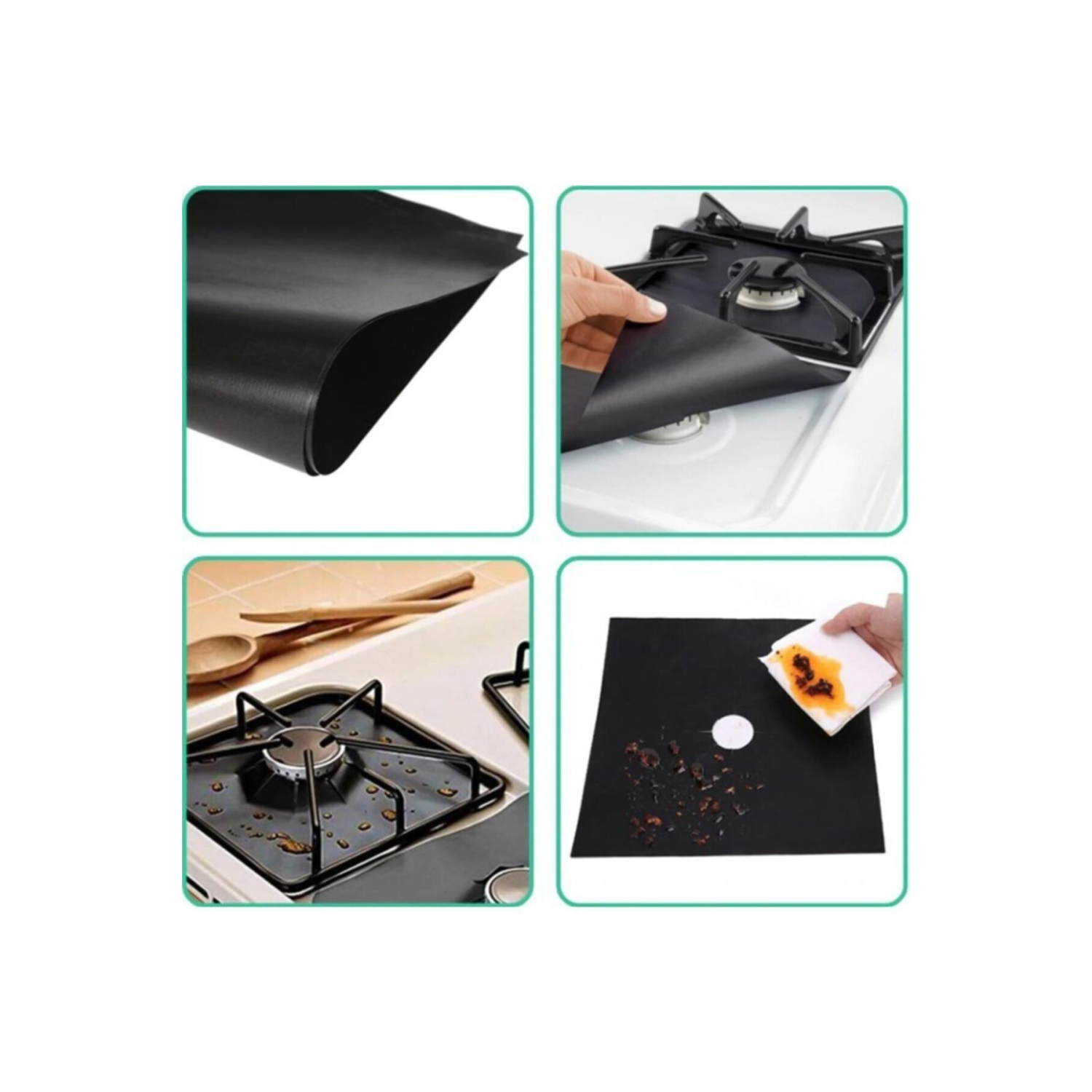 Ocak Koruyucu Folyo Yanmaz Yapışmaz 4'lü Siyah Set