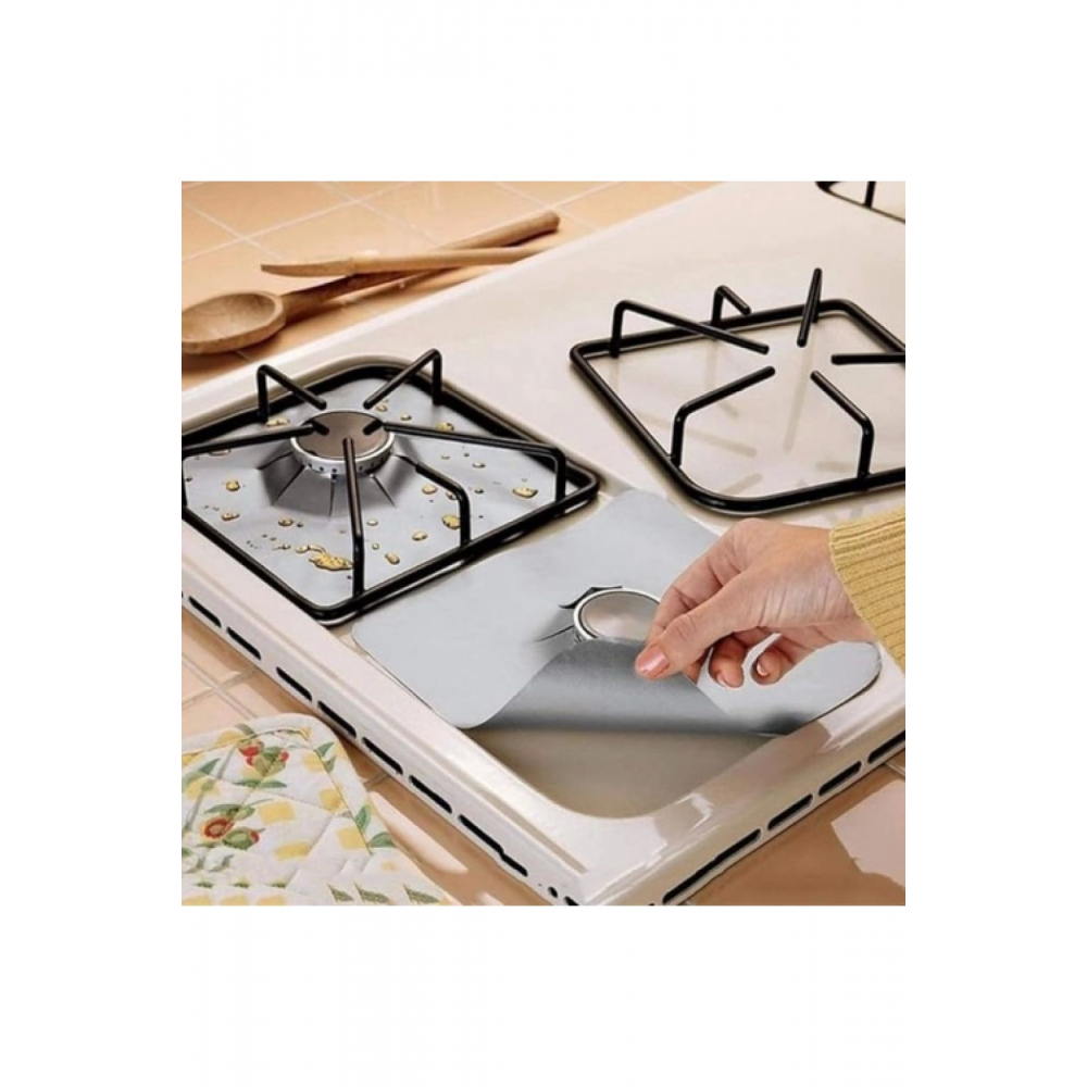 Pamhome Gri Yıkanabilir Ocak Koruyucu Folyo Kirlenmeyi Önleyen Yanmaz Yapışmaz 4lü Set Zorlu Lekele