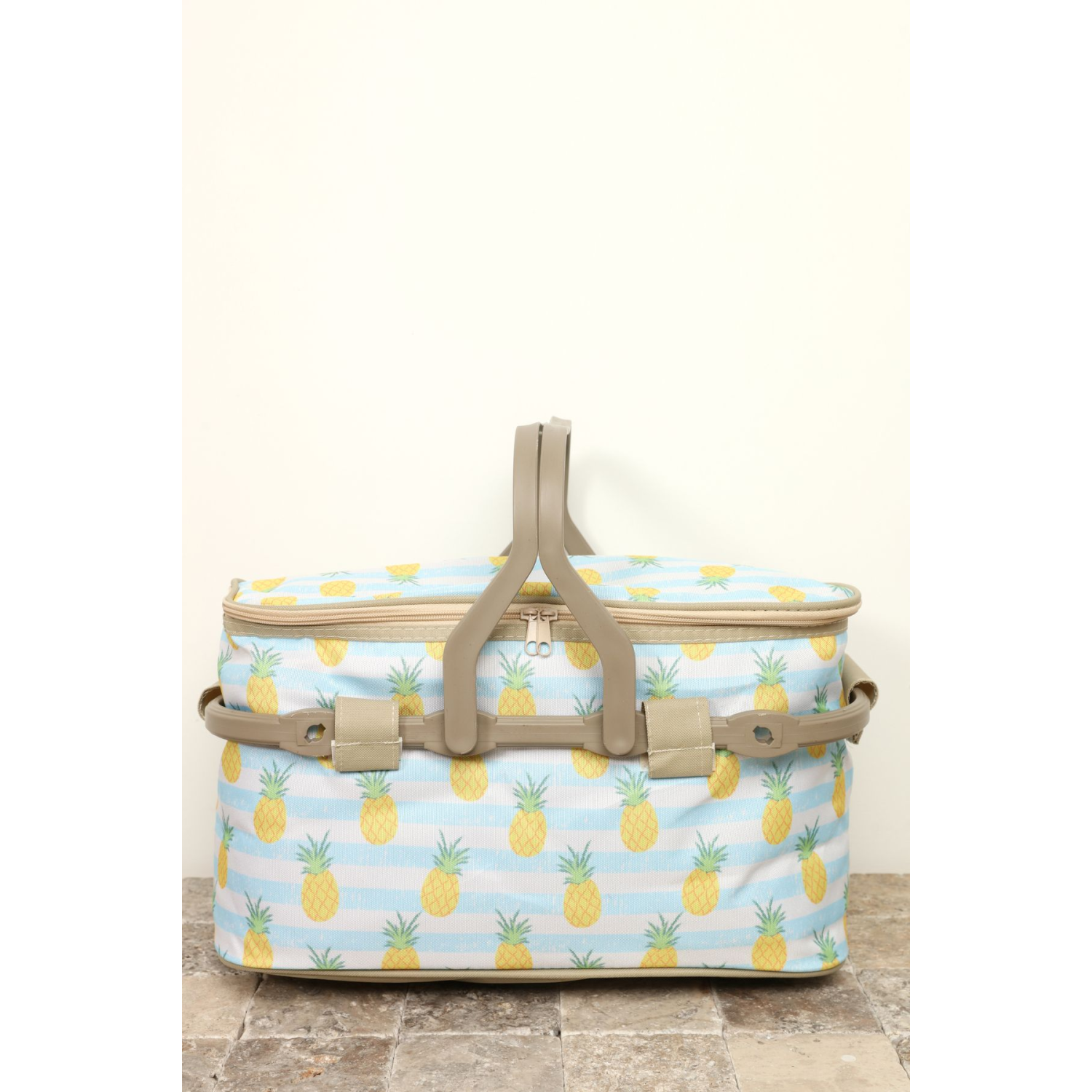 KALE - KALE TERMOS İZOLASYONLU DESENLİ PİKNİK SEPETİ - ANANAS DESEN PİKNİK ÇANTASI