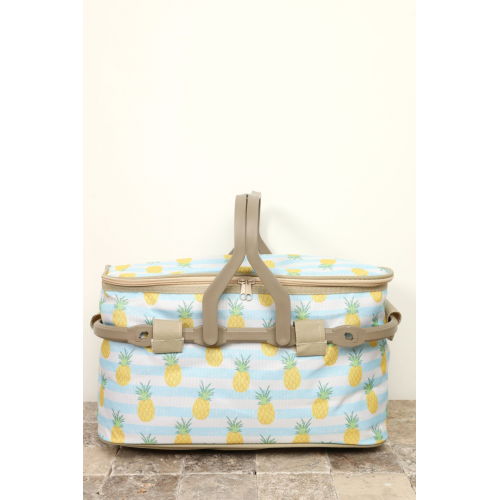 KALE - KALE TERMOS İZOLASYONLU DESENLİ PİKNİK SEPETİ - ANANAS DESEN PİKNİK ÇANTASI