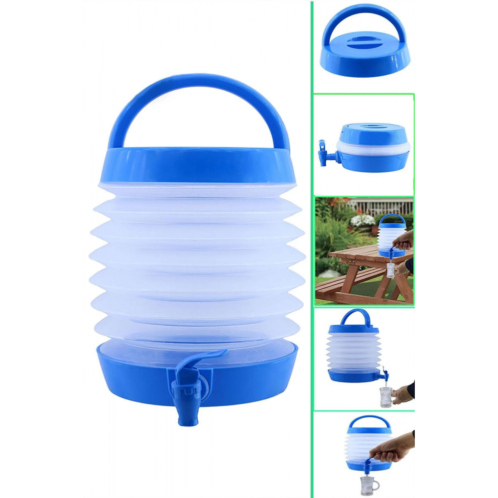 Su Sebili Katlanabilir Termos Çeşmeli Körüklü 5.5 Litre Piknik Kamp Su Ayran Meşrubat Içecek Bidonu