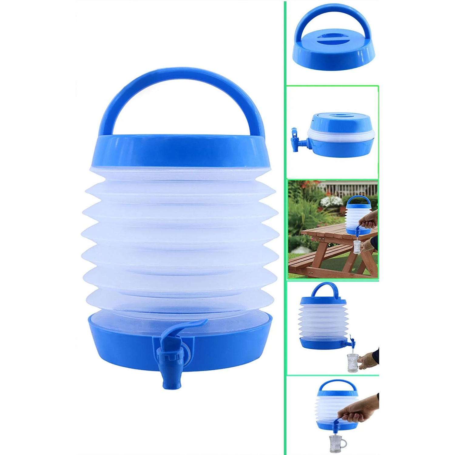 Su Sebili Katlanabilir Termos Çeşmeli Körüklü 5.5 Litre Piknik Kamp Su Ayran Meşrubat Içecek Bidonu