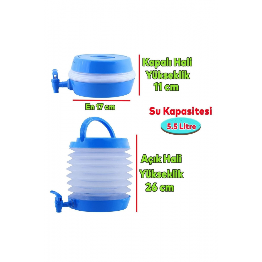 Su Sebili Katlanabilir Termos Çeşmeli Körüklü 5.5 Litre Piknik Kamp Su Ayran Meşrubat Içecek Bidonu