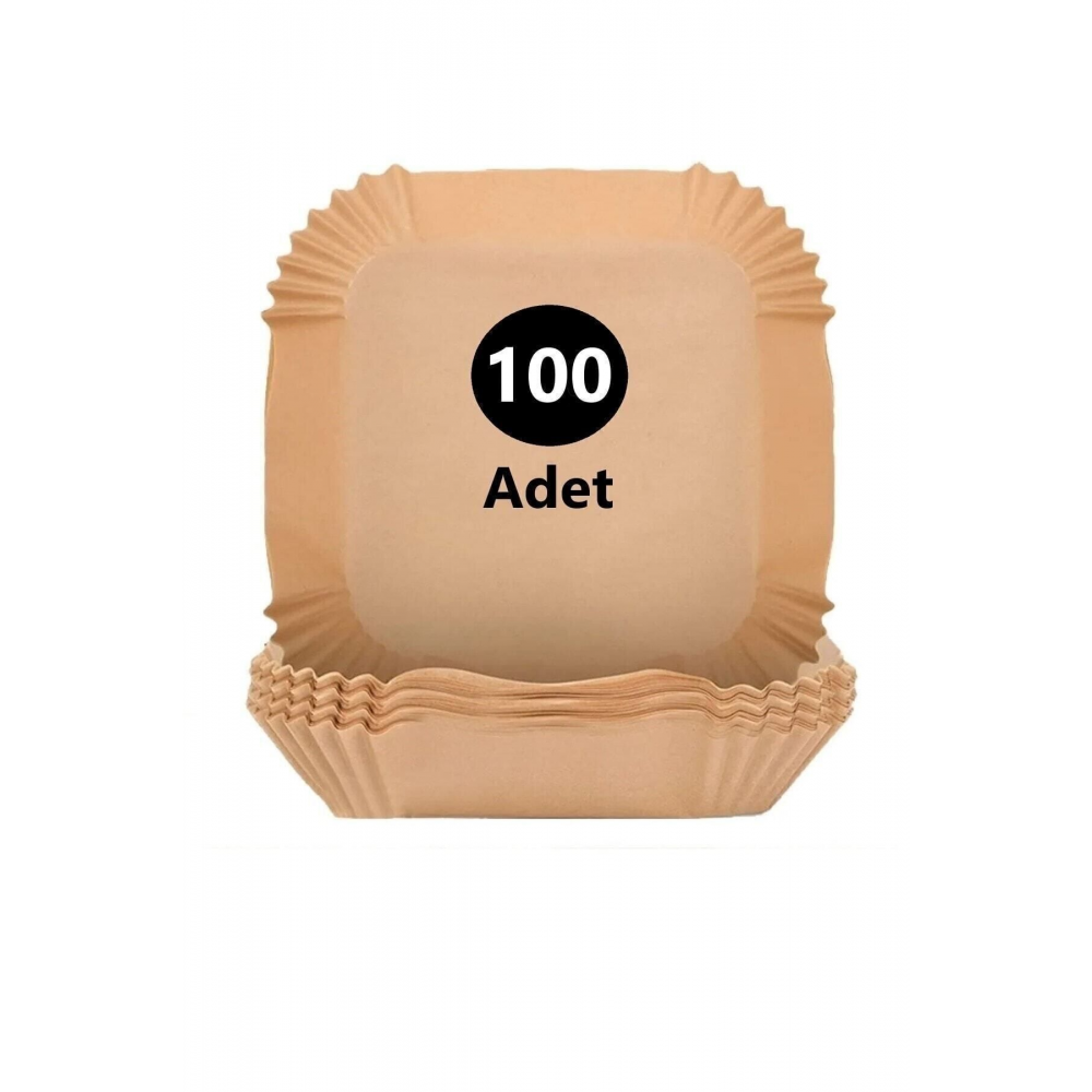 100 Adet Airfryer Pişirme Kağıdı Kare Tabak Model Yağlı Kağıt