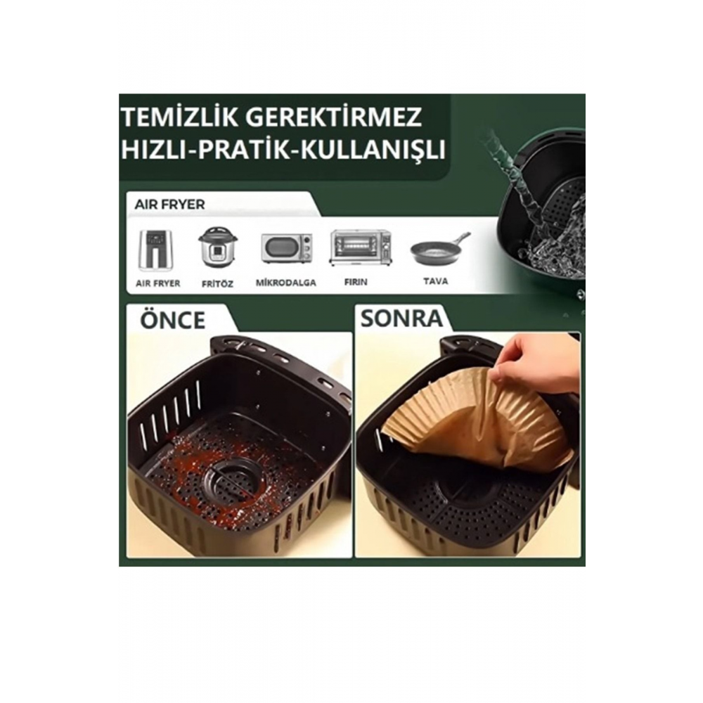 Airfryer Pişirme Kağıdı 50 Adet Hava Fritözü Airfryer Firitözü Airfryer Yağsız Firitöz Pişirme