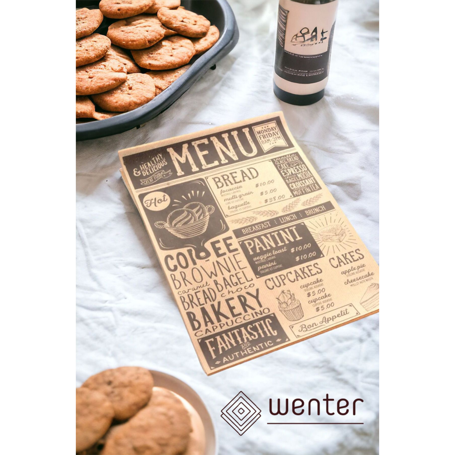 50 Adet Kendinden Desenli Yağlı Kağıt | Vintage Gazete Desen Servis Ve Sunum Kağıdı | Karışık Desen