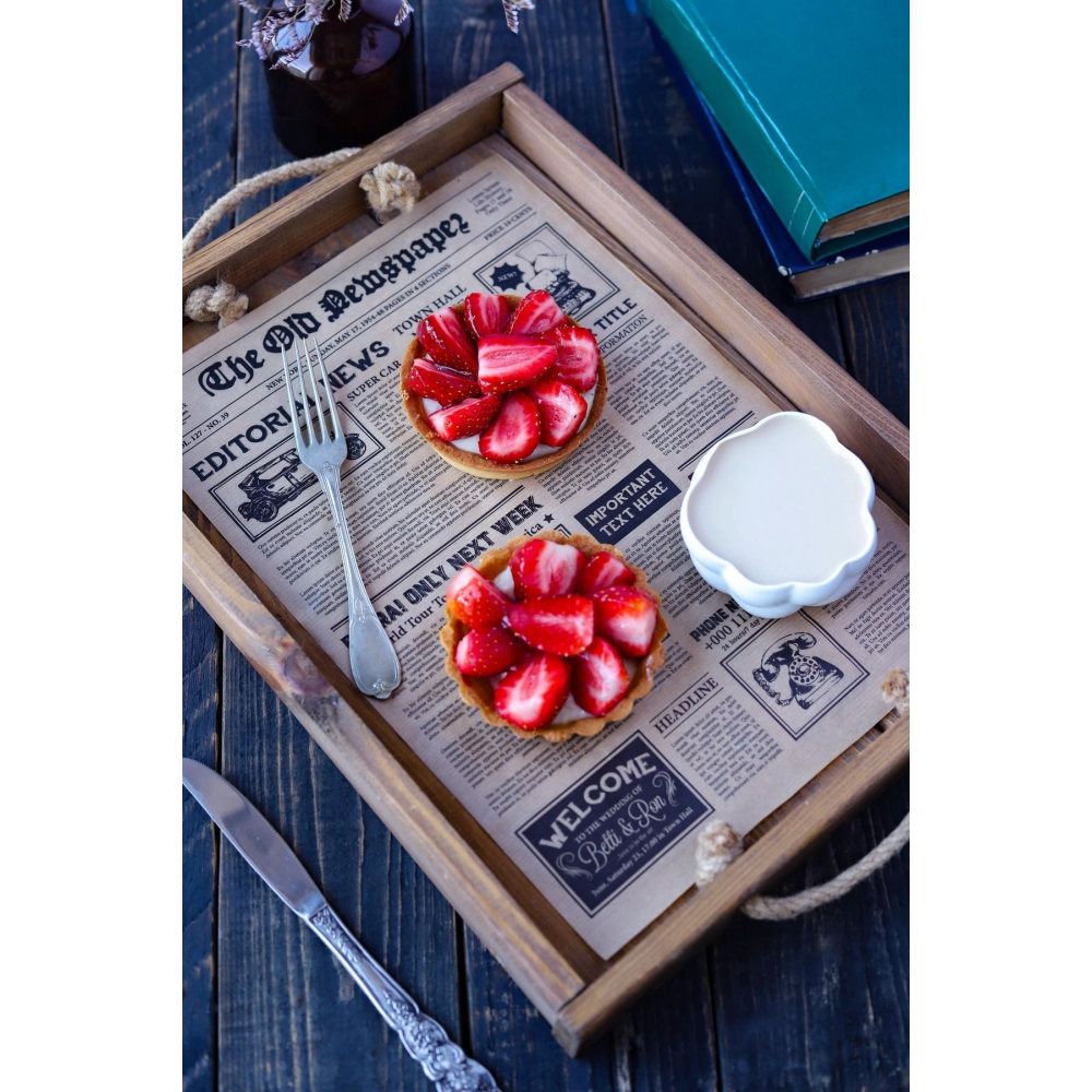 Desenli Yağlı Kağıt Sunum Kağıdı 40 Adet -Vintage