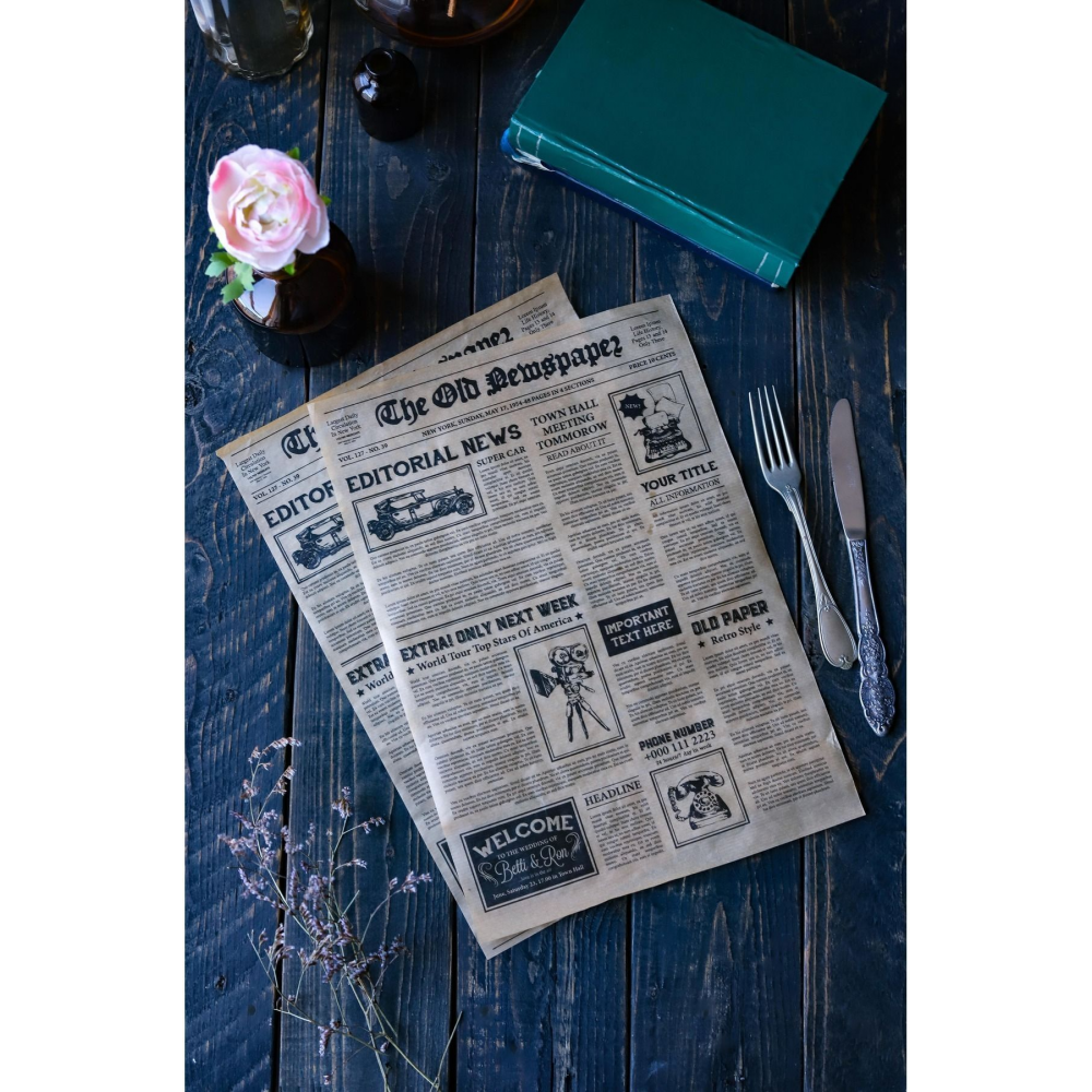 Desenli Yağlı Kağıt Sunum Kağıdı 40 Adet -Vintage