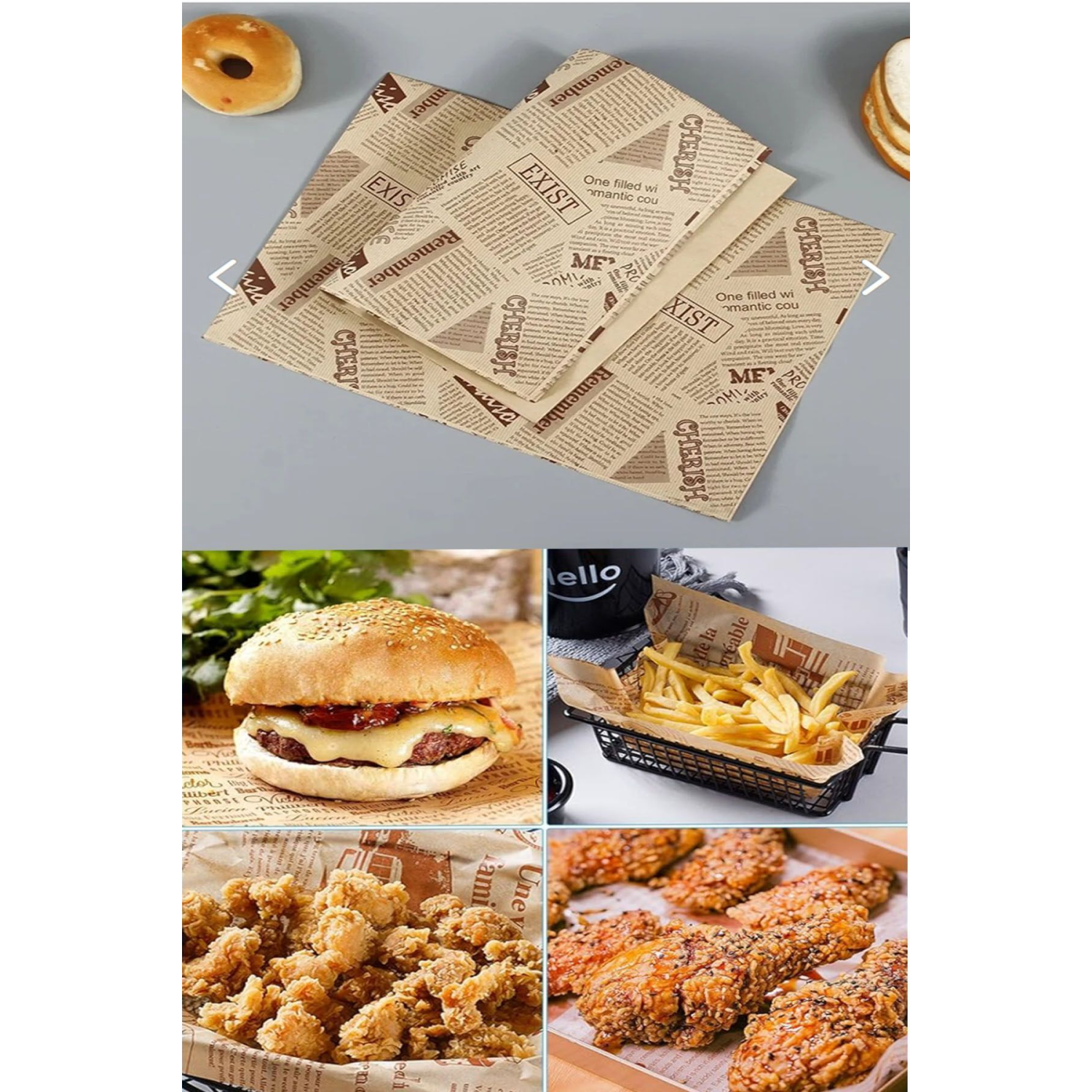 Kendinden Desenli Yağlı Kağıt | 50 Adet Vintage Gazete Desen Sunum Kağıdı | Vintage Yağlı Kağıdı