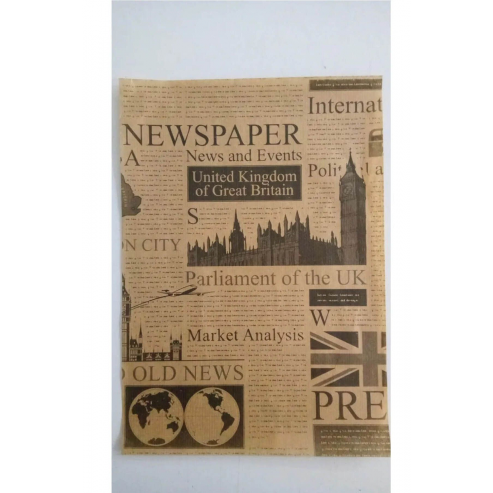 Kendinden Karışık Gazete Vintage Desenli Kağıt | 50 Adet Desenli Sunum Kağıdı | Vintage Yağlı Kağıdı