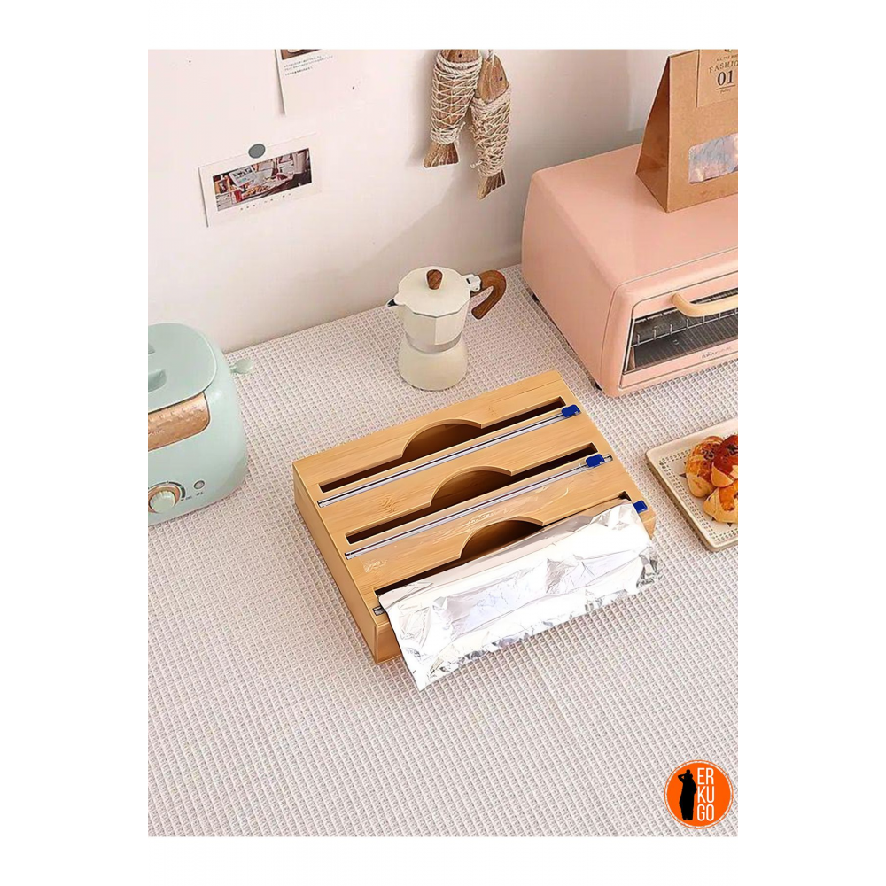 Bambu 3'lü Streç Film Ve Folyo Kesici Düzenleyici, Streç Folyo Kutusu