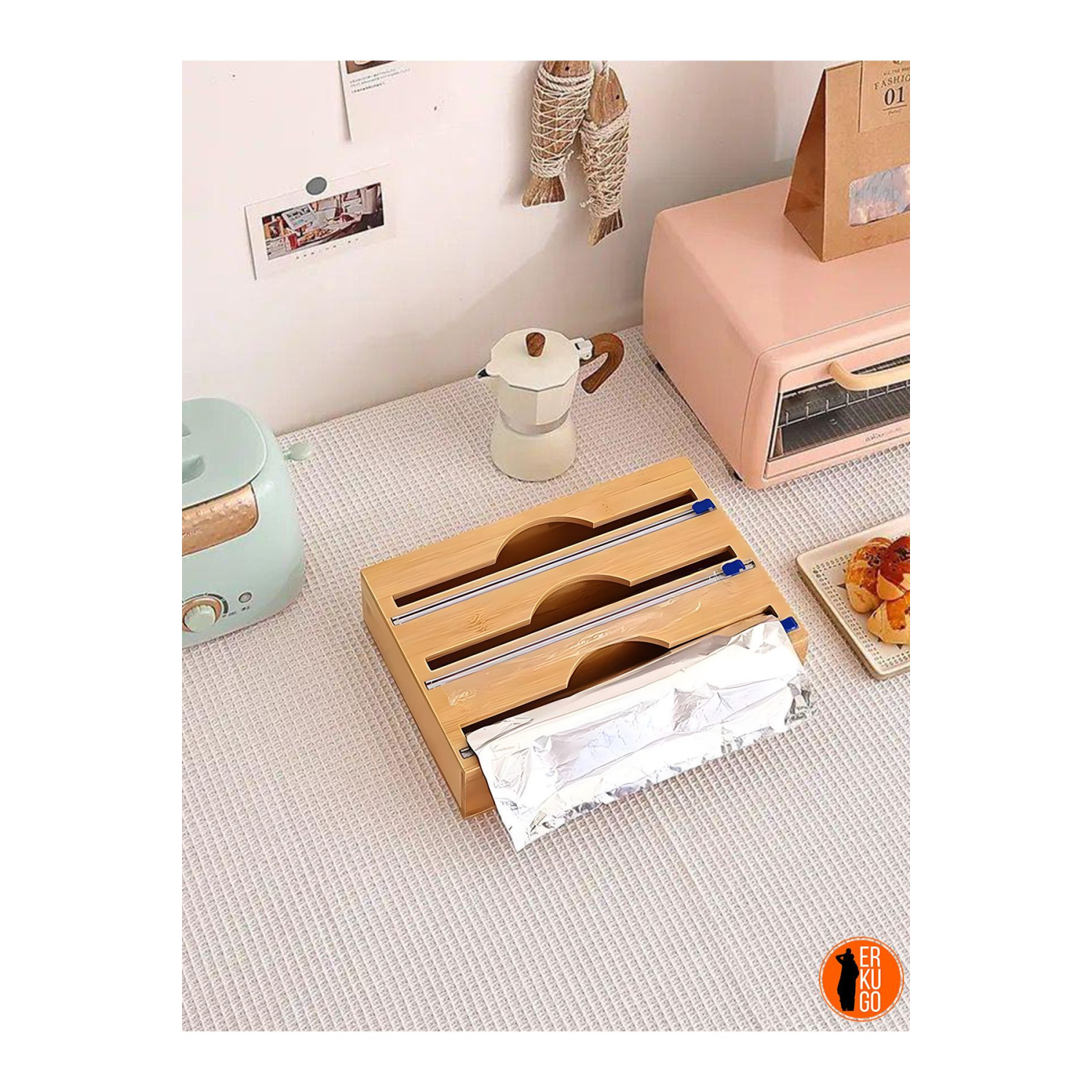 Bambu 3'lü Streç Film Ve Folyo Kesici Düzenleyici, Streç Folyo Kutusu