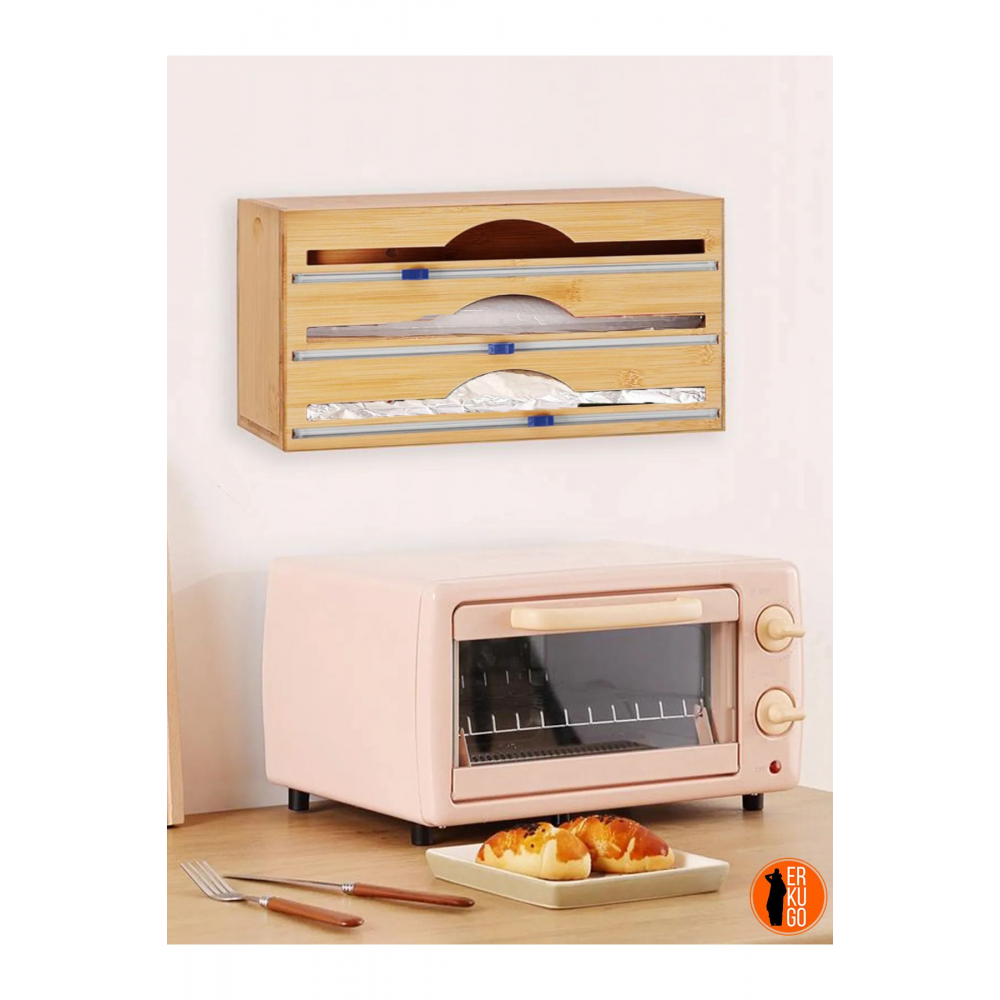 Bambu 3'lü Streç Film Ve Folyo Kesici Düzenleyici, Streç Folyo Kutusu