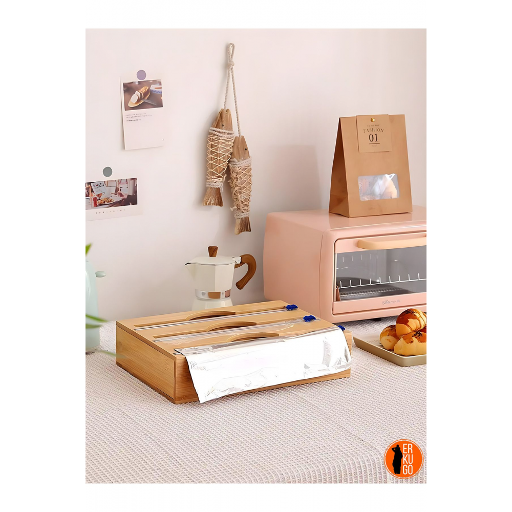 Bambu 3'lü Streç Film Ve Folyo Kesici Düzenleyici, Streç Folyo Kutusu