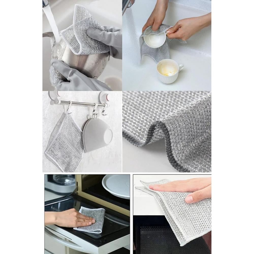 3 adet Çok Fonksiyonlu Çizilmez Tel Bulaşık Bezi Çelik Tel Bulaşık Havlusu Tel Bulaşık Bezi