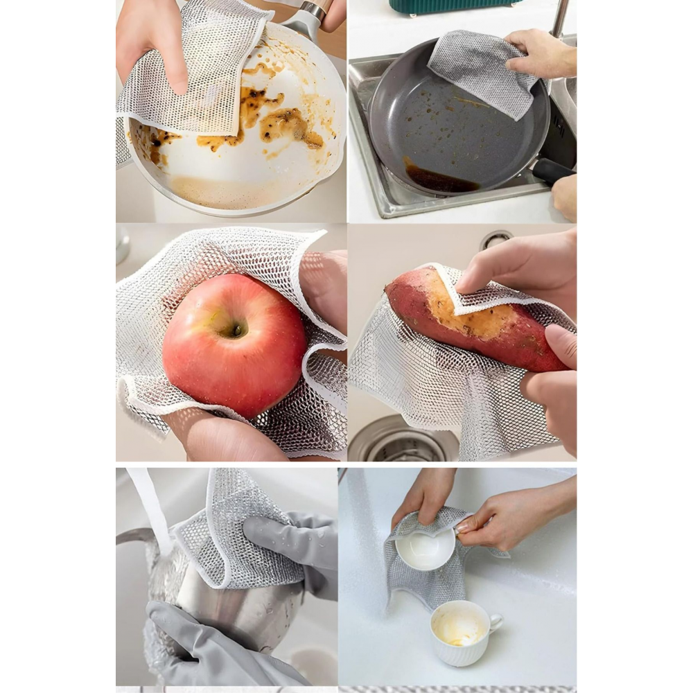 3 adet Çok Fonksiyonlu Çizilmez Tel Bulaşık Bezi Çelik Tel Bulaşık Havlusu Tel Bulaşık Bezi