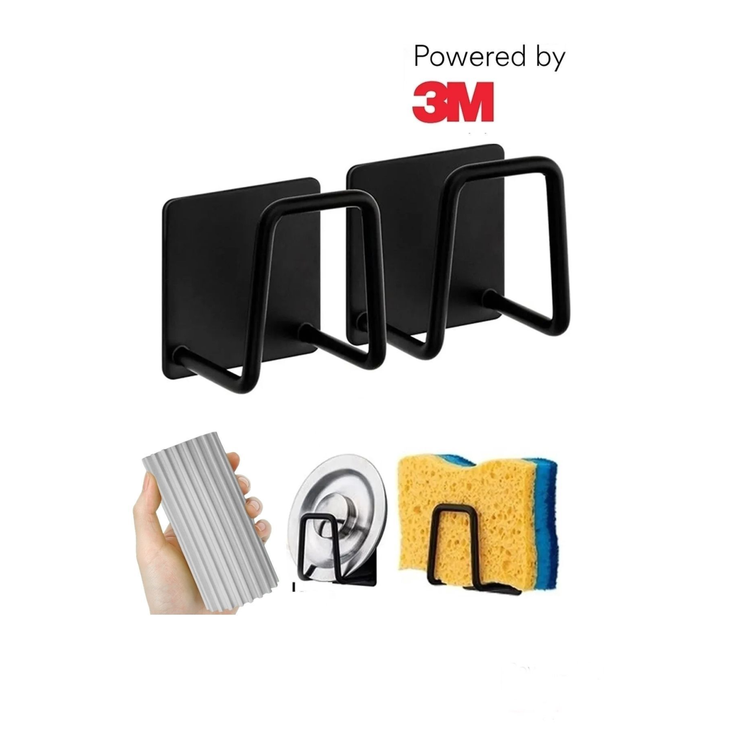 Bulaşık Süngeri Tutacağı 3m Yapışkanlı Paslanmaz Çelik Sihirli Silgi Sünger Tutucu Askı 1 Adet
