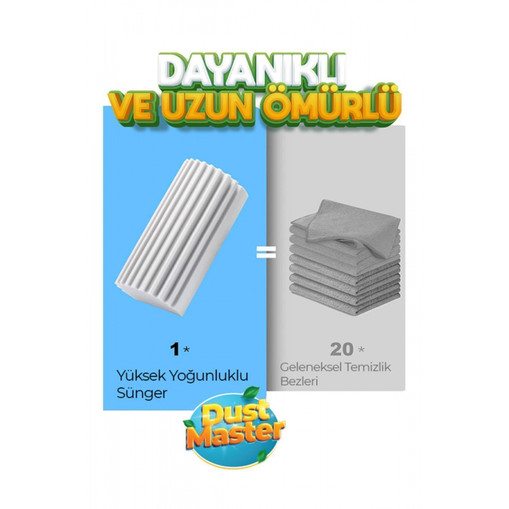 Nemli Silgi Sünger - Toz Ustası - Dust Master - Çok Amaçlı Temizlik Toz Süngeri-gri