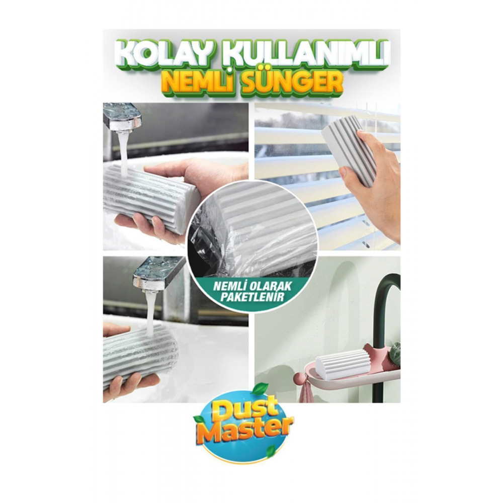 Nemli Silgi Sünger - Toz Ustası - Dust Master - Çok Amaçlı Temizlik Toz Süngeri-gri