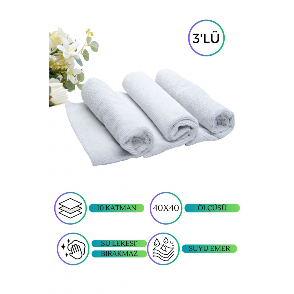 3’lü Ithal Mikrofiber Sihirli Bez Seti Cam Mutfak Ve Oto Temizlik Bezi