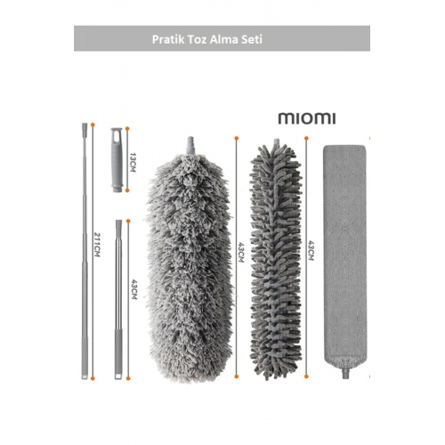 Teleskopik Mikrofiber Pratik Uzayabilen Toz Alma Fırçası Aparatı Set