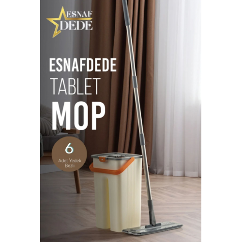 Magic Flat Tablet Mop Ev Ofis Yer Duvar Silme Temizlik Kova Seti 6 Adet Microfiber Yedek Bez Paspas