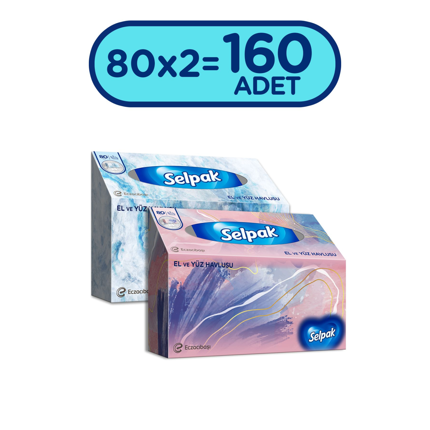 El ve Yüz Havlusu x 2 Paket 160 Yaprak