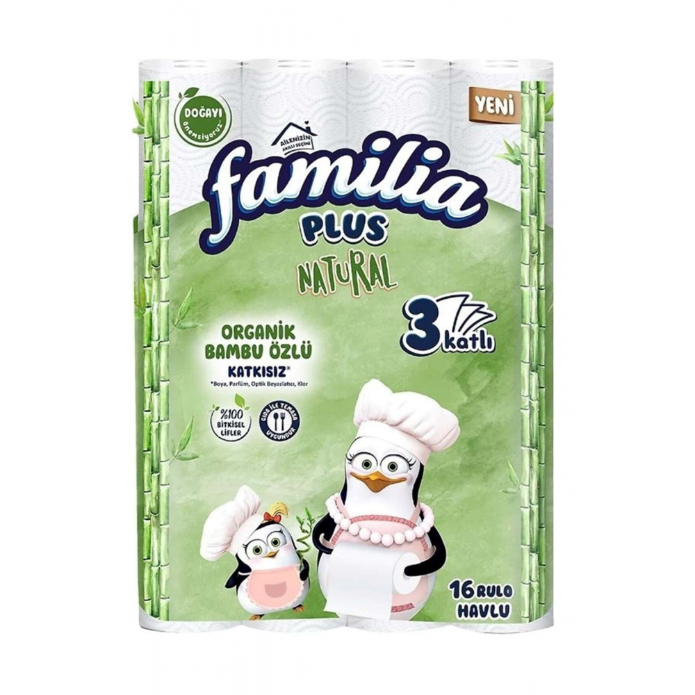 Plus Natural Organik Bambu Özlü Penguen Kağıt Havlu 16 Lı.
