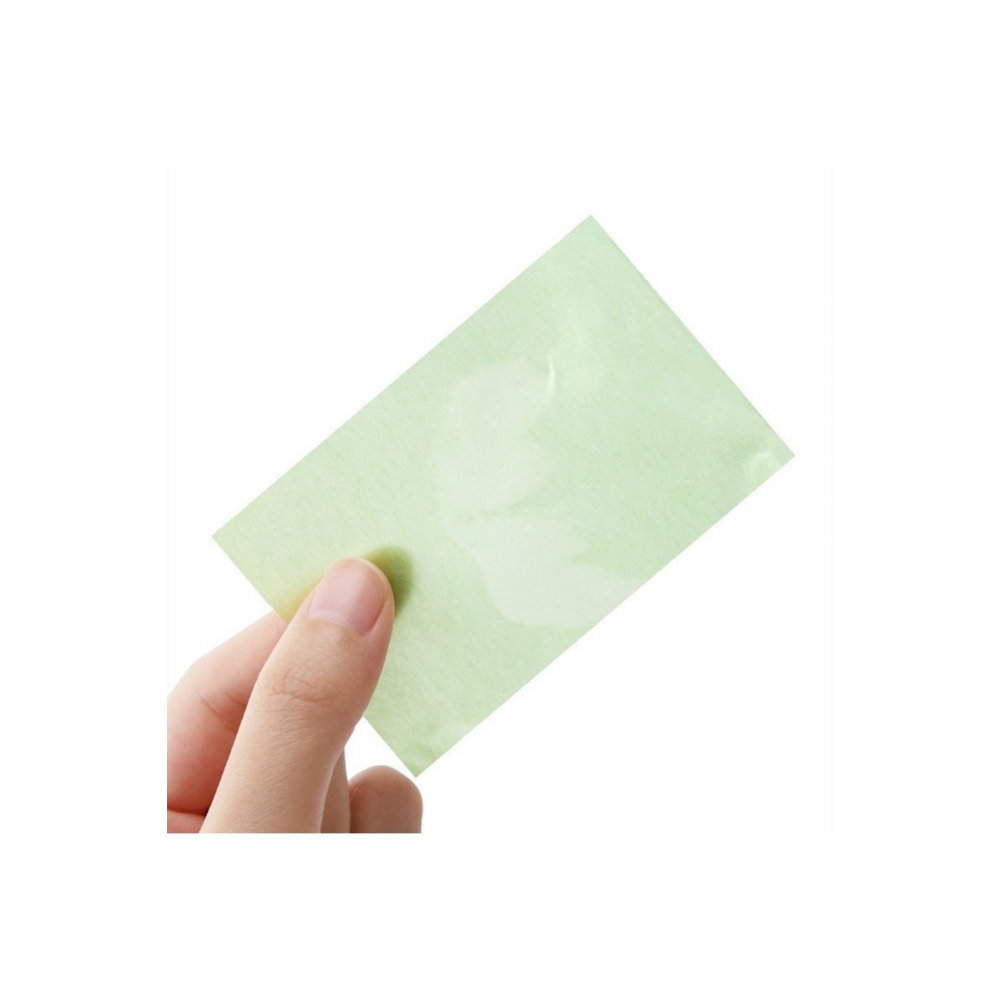 Organik Cotton Yeşil Çaylı -yag Emici-parlama Önleyici -temizleme Kagıt Mendil 100 Adet(1 Kutu)
