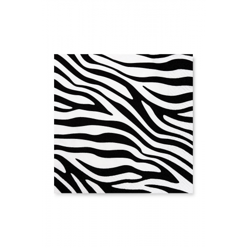 33x33 Cm Zebra Desenli 20'li Kare Beyaz Renkli Kağıt Peçete