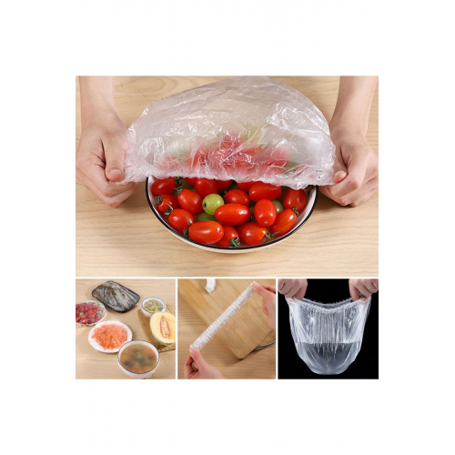 100 Adet Lastikli Tazeliği Koruyan Tencere Ve Tabak Bonesi Esnek Strech Kapak