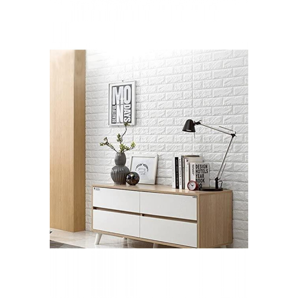 70x54cm(0,38M2) Tezgah Arası Kendinden Yapışkanlı Duvar Kağıdı Esnek Köpük Paneli 3d Boyutlu Beyaz