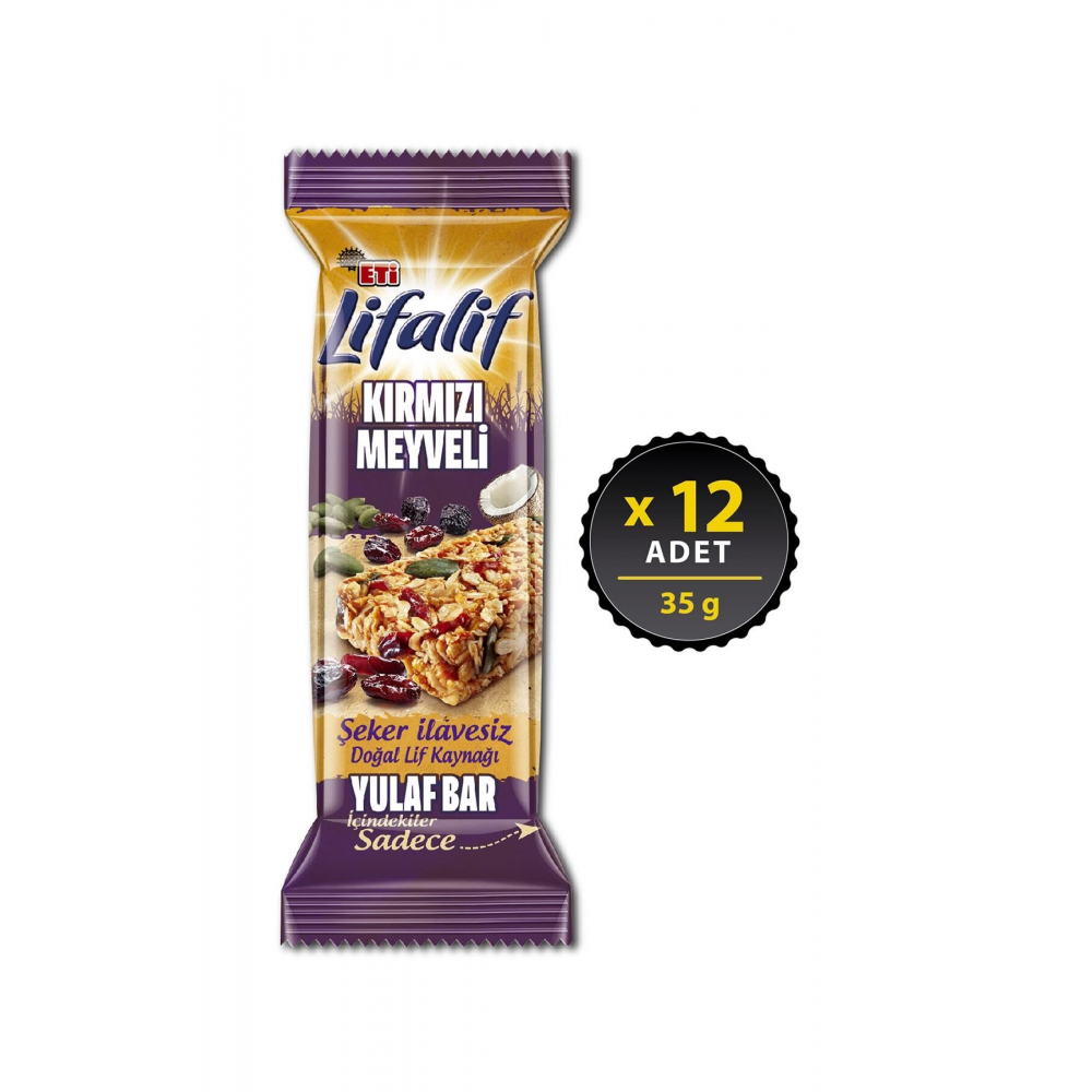 Lifalif Kırmızı Meyveli Yulaf Bar 35 g x 12 Adet