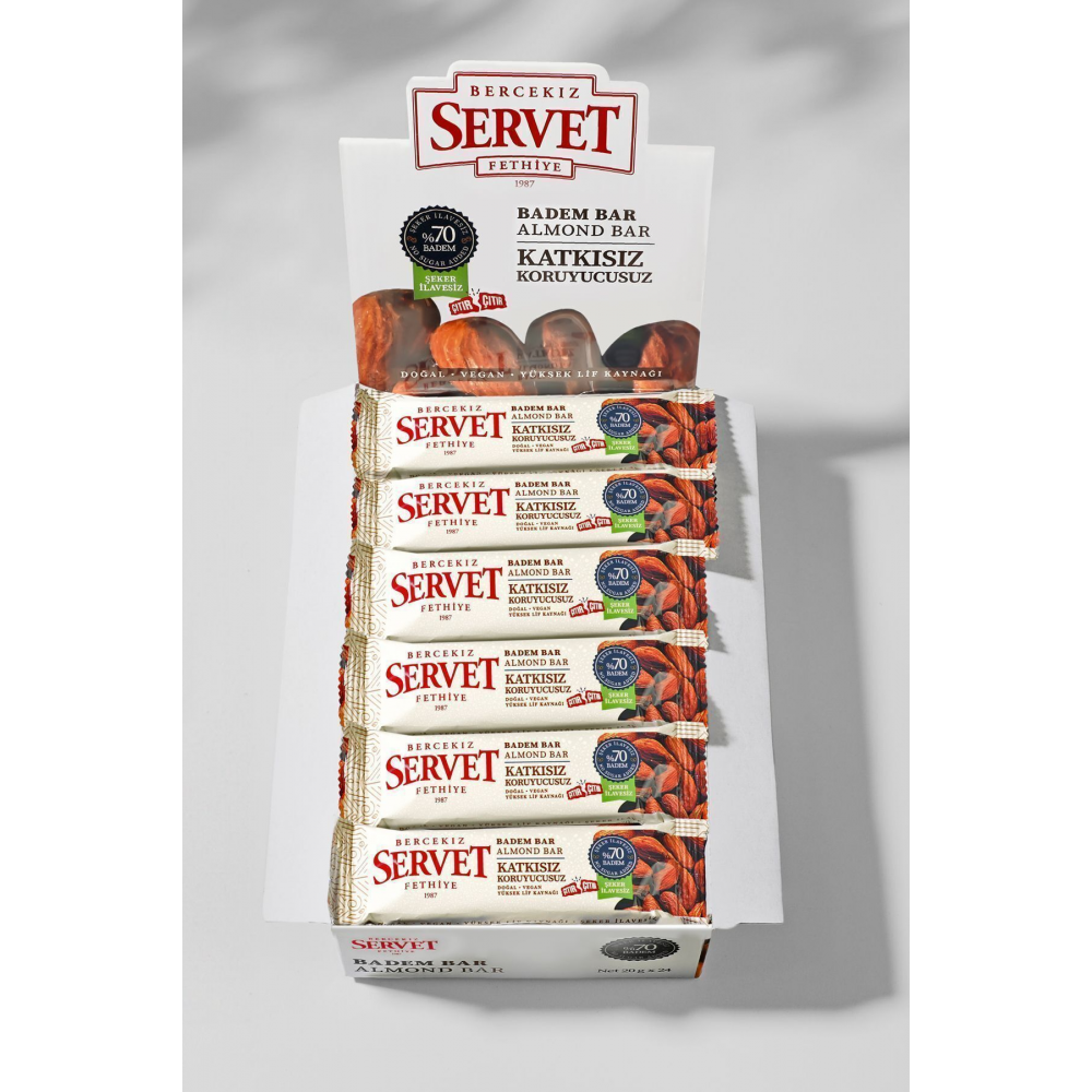 Şeker İlavesiz Badem Krokan Bar 480 gr (24 x 20 gr) - 24 lü paket
